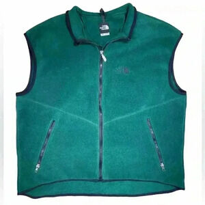 Vintage The North Face Vest Men’s XL Green Fleece Full Zip Made In USA EUC